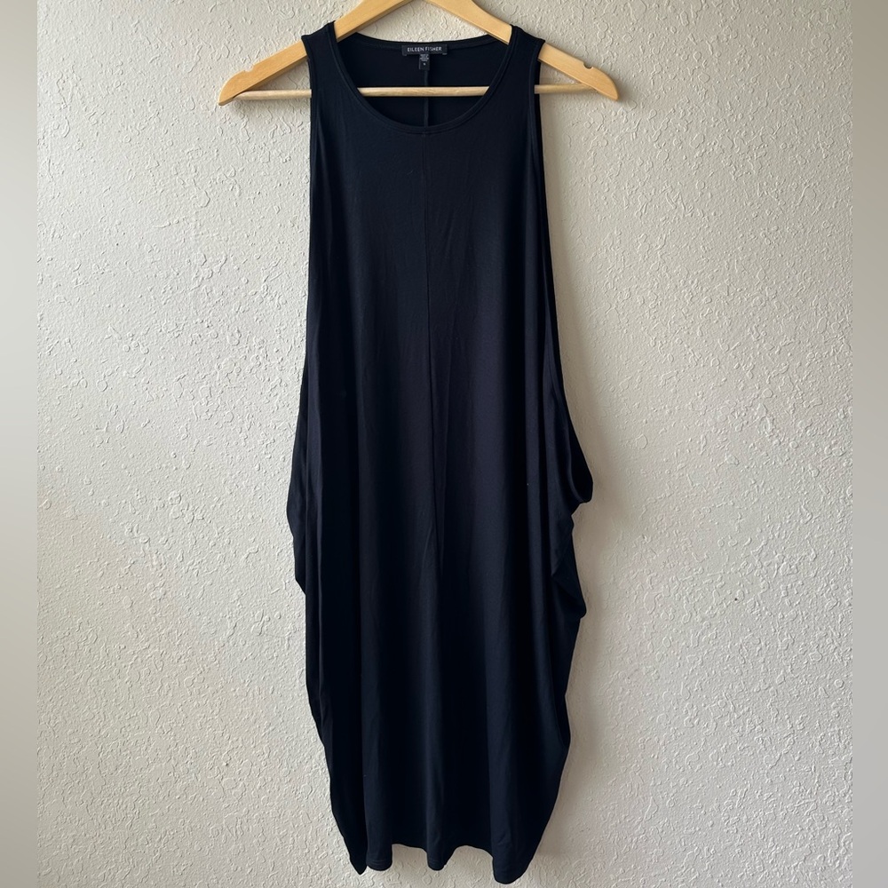 Eileen Fisher Black Asymmetrical Cut Out Sheath Dress